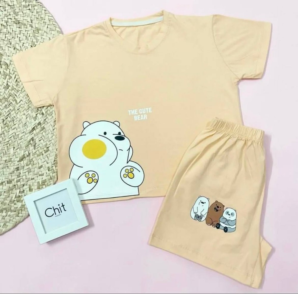 ست کراپ و شورتک خرس لپو کد 139857 - خرید ست تاب شلوارک زنانه عمده