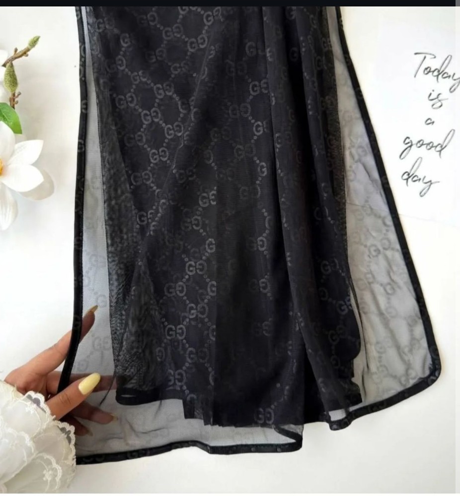 شال تور مشکی طرح دار کد 139951 - خرید شال و روسری زنانه عمده