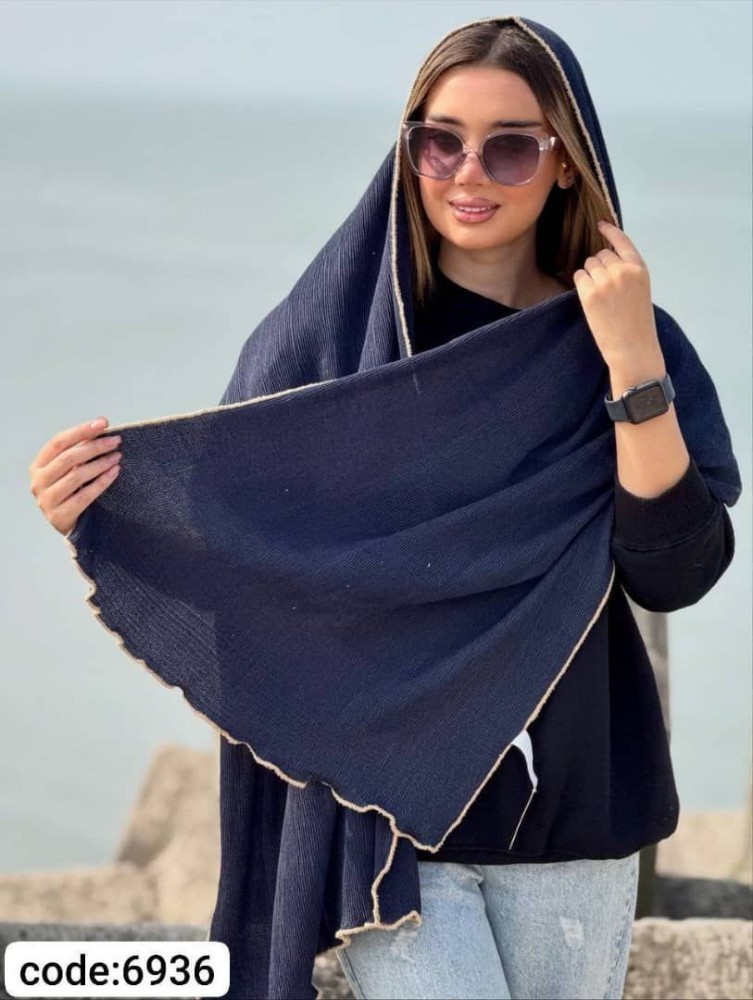 شال برشکا پاییزه حاشیه خزدار کد 140074 - خرید شال و روسری زنانه عمده