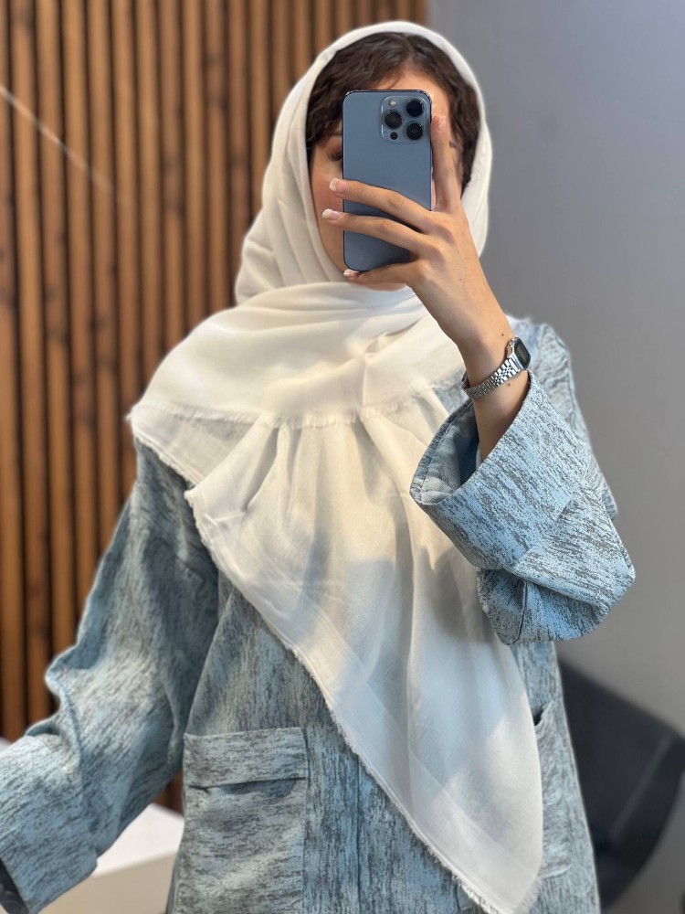 روسری نخی سفید کد 140080 - خرید شال و روسری زنانه عمده