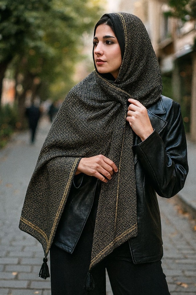 شال بلاژیو منگوله دار کد 140180 - خرید شال و روسری زنانه عمده