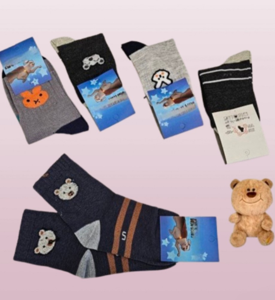 جوراب نخی نیم ساق دخترانه  کد 139642 - خرید جوراب دخترانه عمده