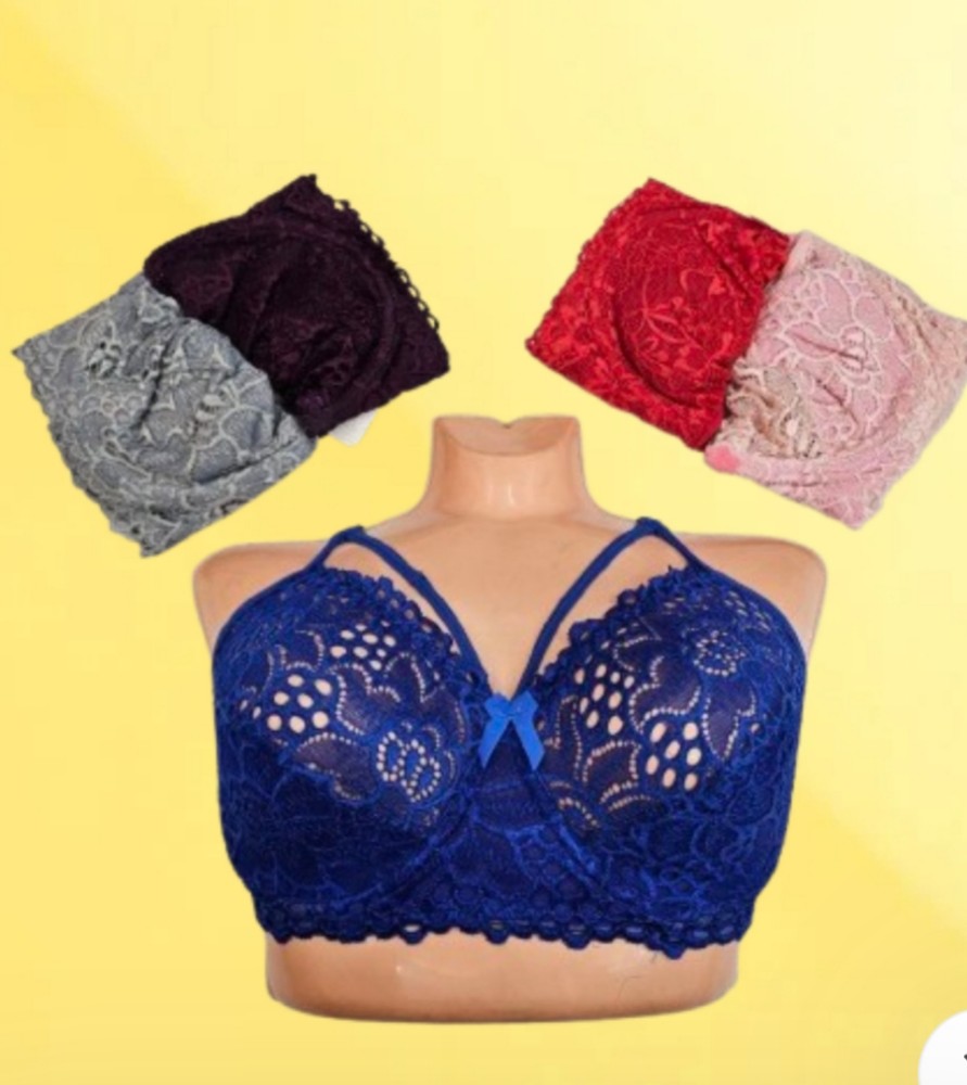 سوتین دانتل فنردار  کد 140085 - خرید سوتین زنانه عمده