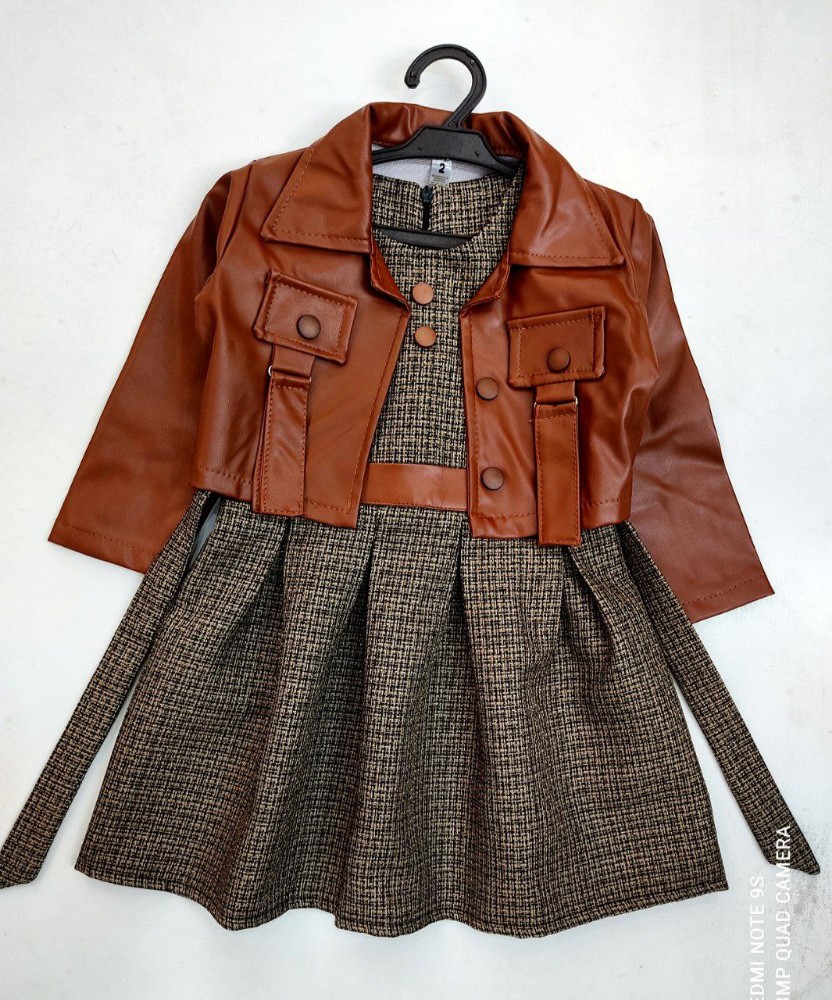 سارافون سارافون کاپشن دخترانه طرح چرم کد 139983 - خرید سارافون دخترانه عمده