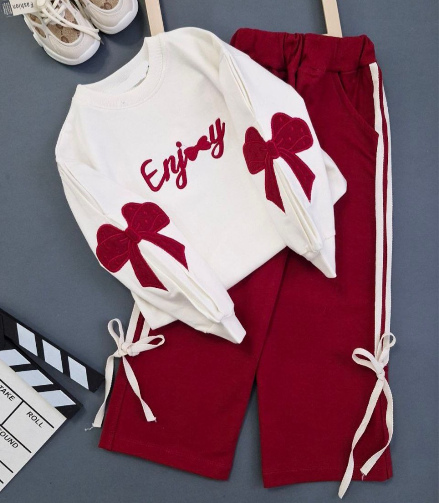 ست بلوز شلوار دخترانه گلدوزی پاپیون کد 139985 - خرید ست بلوز شلوار دخترانه عمده