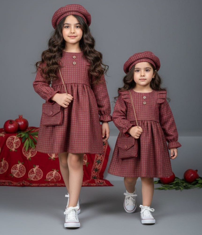 ست سارافون دخترانه کیف کلاه کد 139986 - خرید سارافون دخترانه عمده