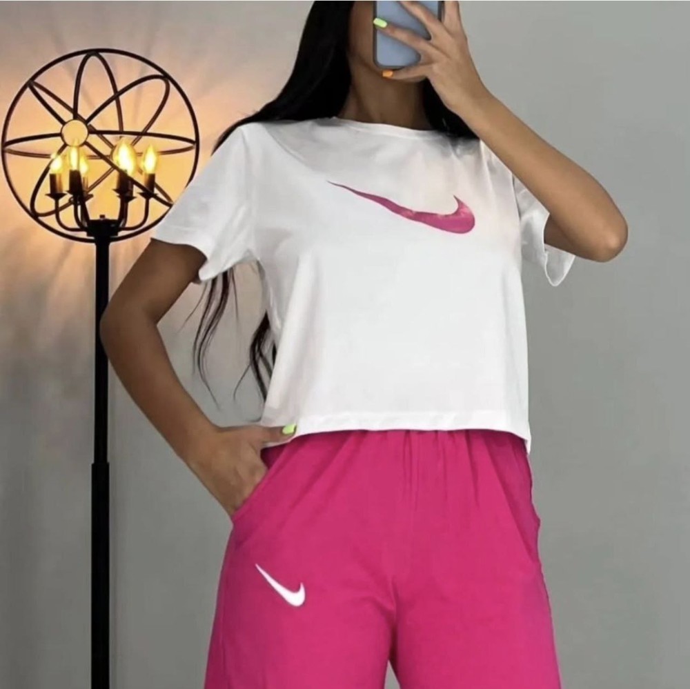 کراپ شورتک پنبه نایک کد 139519 - خرید ست تاب شلوارک زنانه عمده