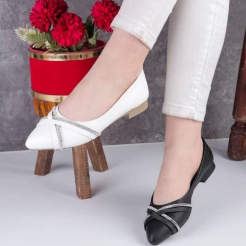 فروش عمده کفش کالج زنانه نگینی و بافت دوبل - کفش زنانه عمده
