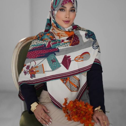 فروش عمده روسری ابریشم توییل زنانه سایز ۱۴۰ - شال و روسری زنانه عمده
