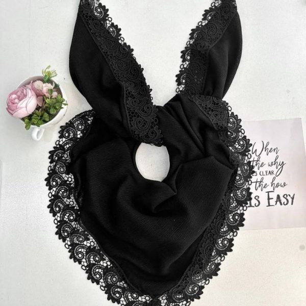 فروش عمده روسری مشکی ژورژت زنانه مجلسی سایز ۱۱۵ - شال و روسری زنانه عمده