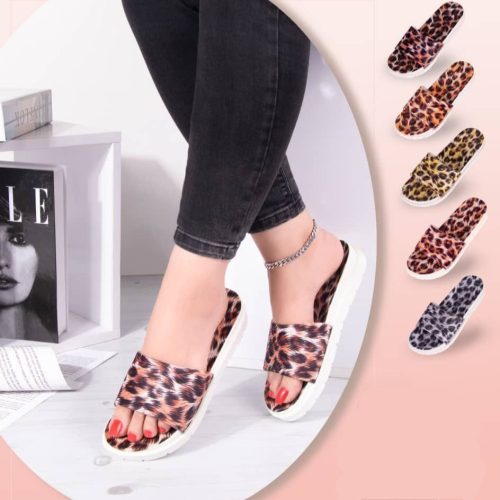 دمپایی زنانه مدل پلنگی کد 133487 - خرید دمپایی زنانه عمده