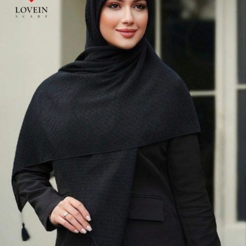 روسری پلیسه نگار مشکی کد 139163 - خرید شال و روسری زنانه عمده