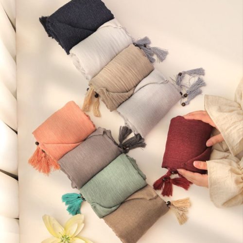 شال برشکا تک رنگ نارنجی کد 139166 - خرید شال و روسری زنانه عمده