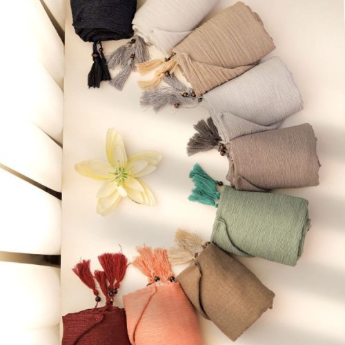 شال برشکا تک رنگ سبز پسته ای کد 139165 - خرید شال و روسری زنانه عمده