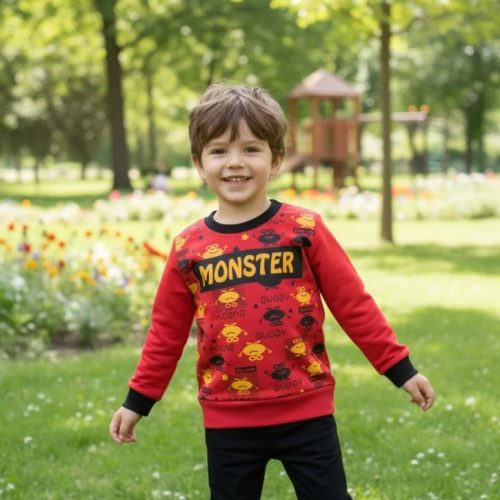 ست بلوز شلوار پسرانه طرح monster کد 134005 - خرید ست بلوز شلوار پسرانه عمده