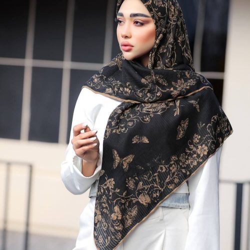 فروش عمده روسری زنانه حریر میله ای سایز ۱۲۵ - شال و روسری زنانه عمده