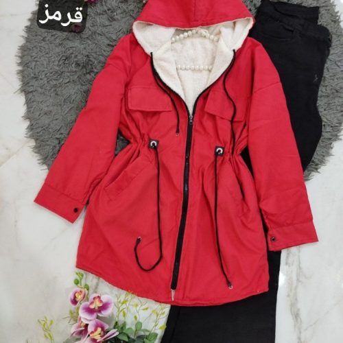 خرید عمده کاپشن کلاهدار کمرگت میکرو کجراه داخل تدی