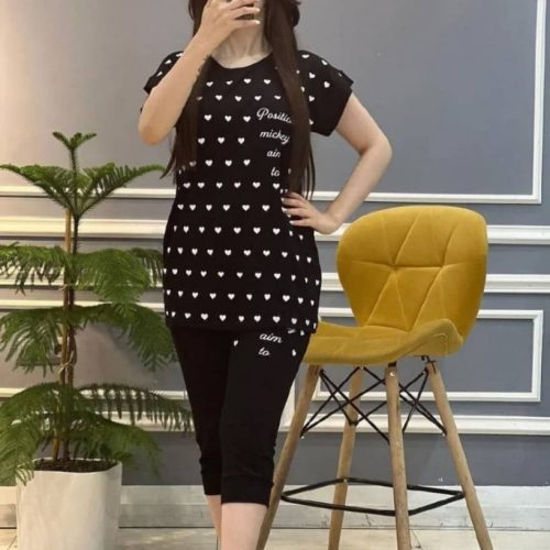خرید عمده ست تیشرت شلوارک قلب سوپر اسپان - ست تاب شلوارک زنانه عمده