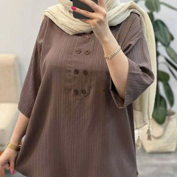 خرید عمده تونیک جلو دکمه آیوا - تونیک زنانه عمده