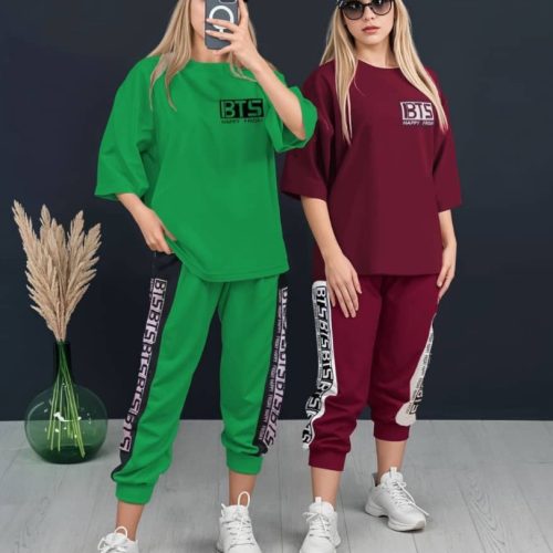 خرید عمده ست تیشرت شلوار BTS سوپر اسپان - ست تیشرت شلوار زنانه عمده