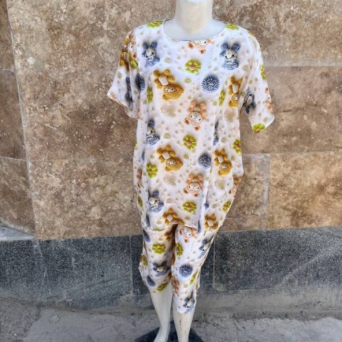 خرید عمده ست تیشرت شلوارک نخی سه بعدی - ست تاب شلوارک زنانه عمده