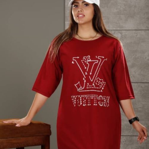 خرید عمده تیشرت قواره دار LV سوپر اسپان لاکرا - تاپ و تیشرت زنانه عمده