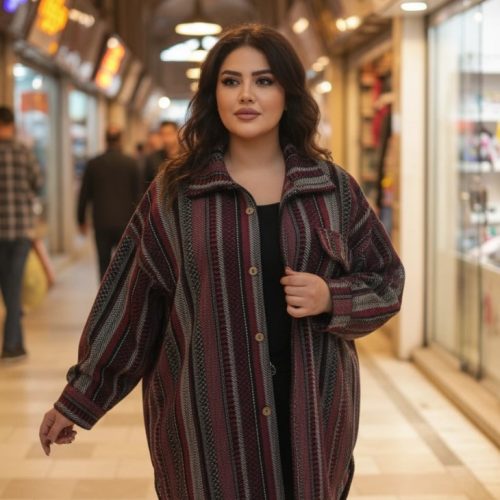 کت پشمی کد 134088 - خرید کاپشن و هودی زنانه عمده