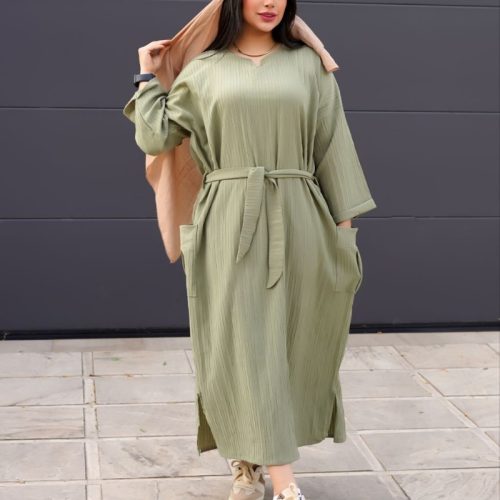 خرید عمده کفتان جیبدار کمر کراواتی