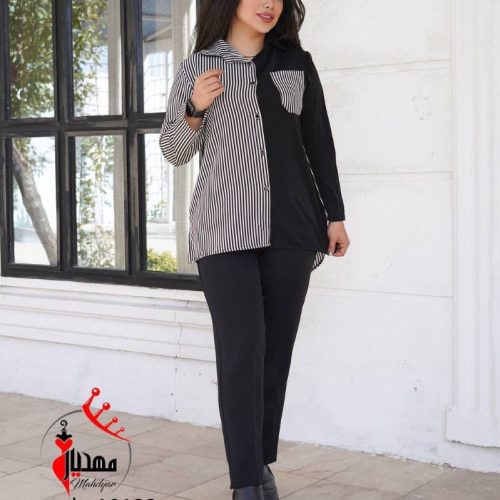 خرید عمده ست تونیک شلوار چپ و راستی جیب و یقه دار