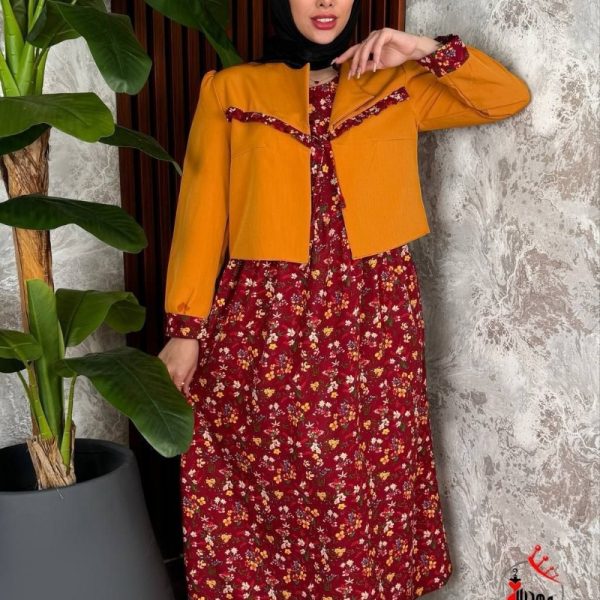 خرید عمده کت سارافون گلدار سینه چین