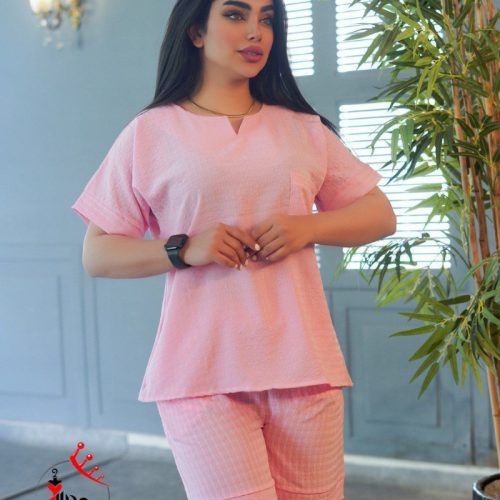 خرید عمده ست تیشرت شورتک یقه کوبایی