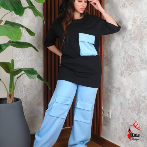 خرید عمده ست تیشرت شلوار لانگ و شلوار کارگو تک جیب