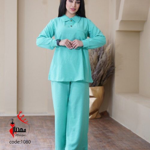 خرید عمده ست تونیک شلوار یقه پیراهنی جیبدار دو دکمه