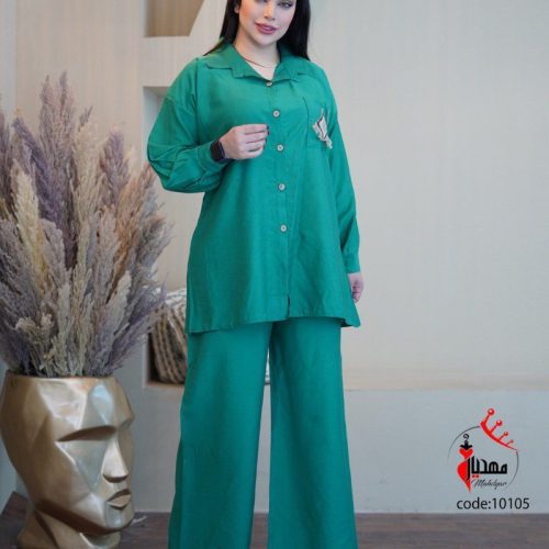 خرید عمده ست مانتو شلوار جلوباز جیب گلدوزی - ست تونیک شلوار زنانه عمده