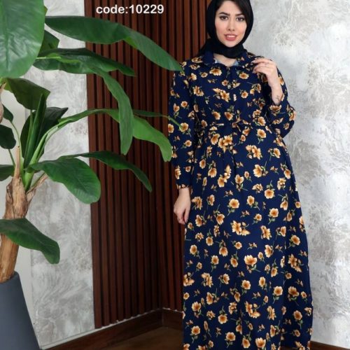 خرید عمده مانتو ساحلی بلند کمربندی گلدار - ساحلی زنانه عمده