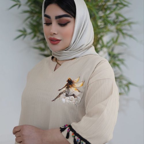 خرید عمده تونیک شلوار یقه کوبایی سر استین خرجکار - ست تونیک شلوار زنانه عمده