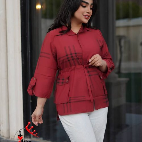 خرید عمده تونیک بابوس چهارخانه کمرگتر - شومیز زنانه عمده