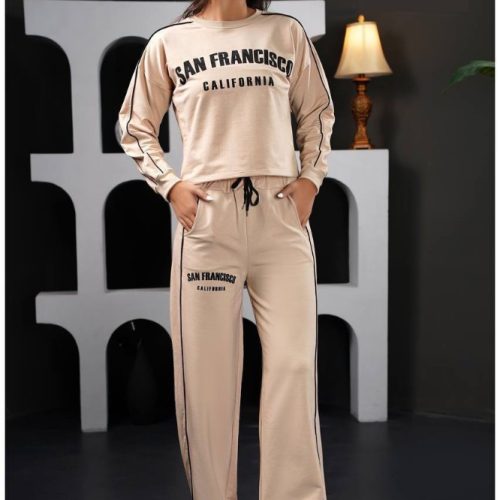 ست کراپ شلوار سانفرانسیسکو کد 133878 - خرید ست تیشرت شلوار زنانه عمده