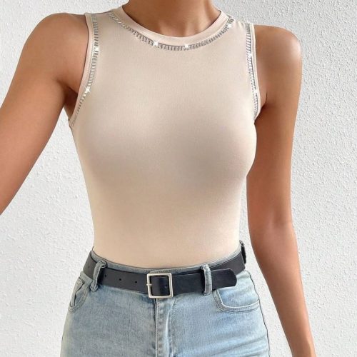 تاپ حلقه مهره کوبی کد 137314 - خرید تاپ و تیشرت زنانه عمده