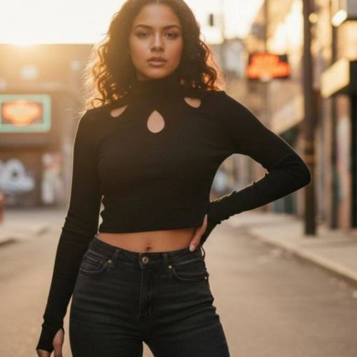 کراپ آستین فینگر سه اشک کد 137321 - خرید تاپ و تیشرت زنانه عمده