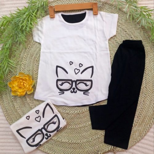 بلوز ساپورت دخترانه طرح گربه نگینی فروش عمده پوشاک