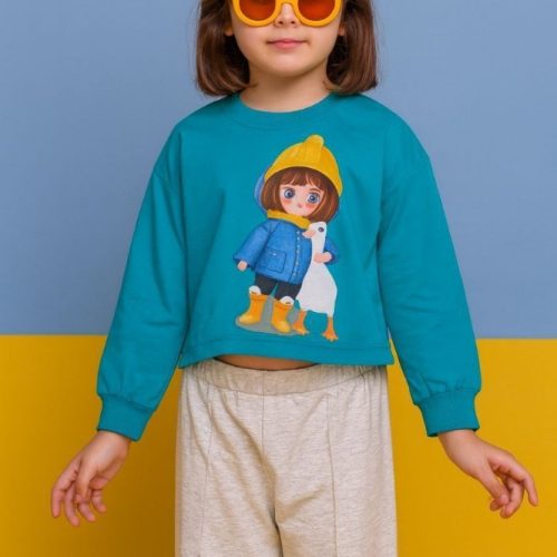 کراپ/شلوار دخترانه # کد 138800 - خرید ست بلوز شلوار دخترانه عمده