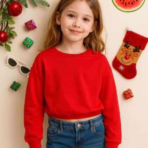 کراپ تک ساده یلدایی # کد 138934 - خرید بلوز تک دخترانه عمده