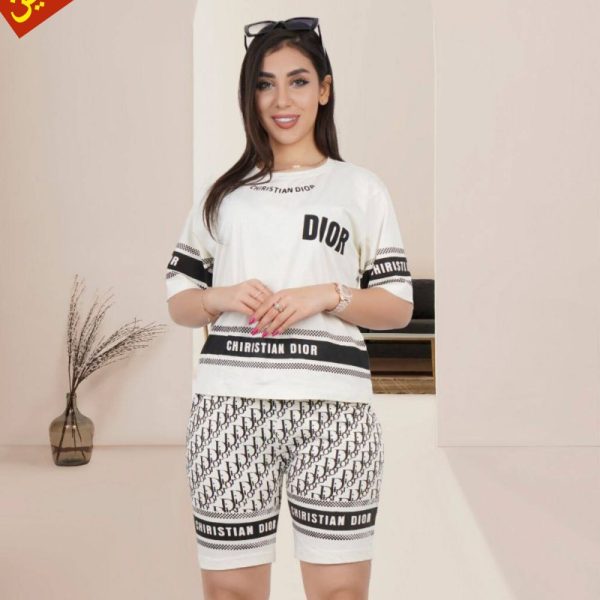✴️ست کراپ شلوارک Dior نخ پنبه درجه یک✴️ کد00119 فروش عمده پوشاک