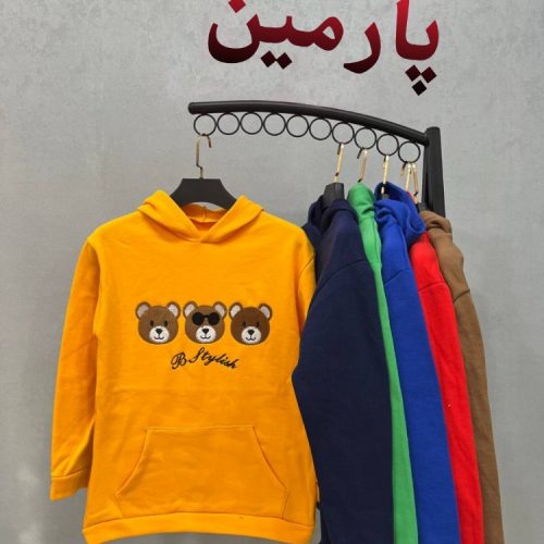 خرید عمده ✴️هودی دورس سه نخ کلاهدار خرجکار استیکری اعلاء✴️ کد10187