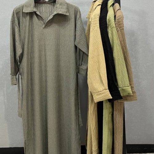 خرید عمده ️کفتان یقه دار طرح دار مراکشی ️ کد6753 - مانتو زنانه عمده