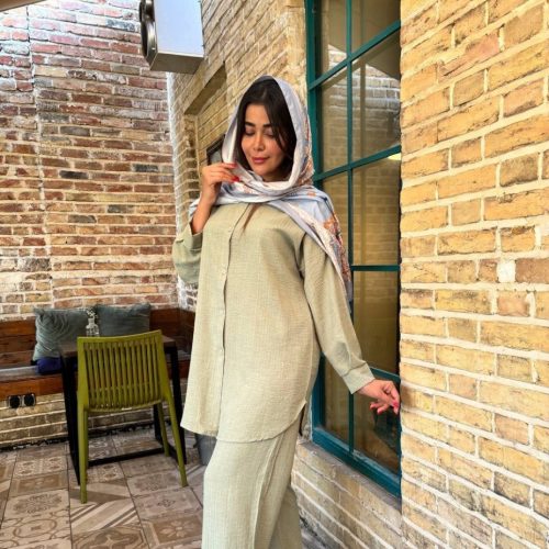 خرید عمده ️ست شومیز مانتویی و شلوار صوفیا ️ کد6935 - ست تونیک شلوار زنانه عمده