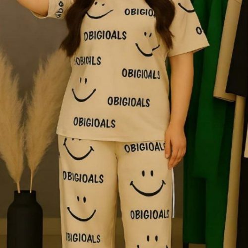 فروش عمده تیشرت شلوار سایز یزرگ جین دار حروفی کد 132469