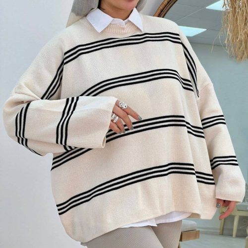 بلوز بافت پینترستی سه خط کد 133535 - خرید کاپشن و هودی زنانه عمده