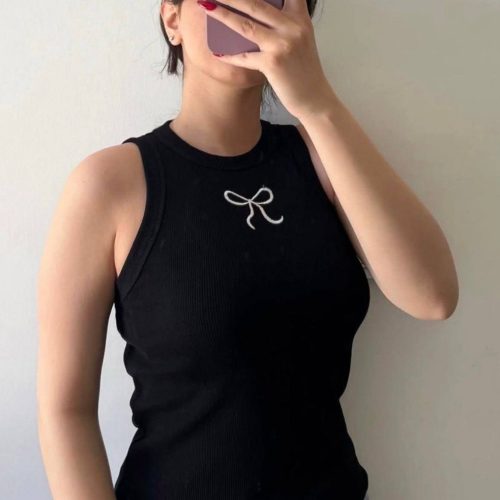 کراپ تاپ چاپ پاپیون وسط کد 133810 - خرید تاپ و تیشرت زنانه عمده